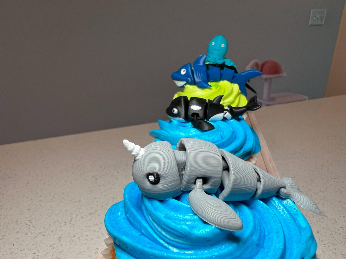 Set of 6 Sea Animal Toy Cupcake Toppers - Personalize Your Colors & Critters!