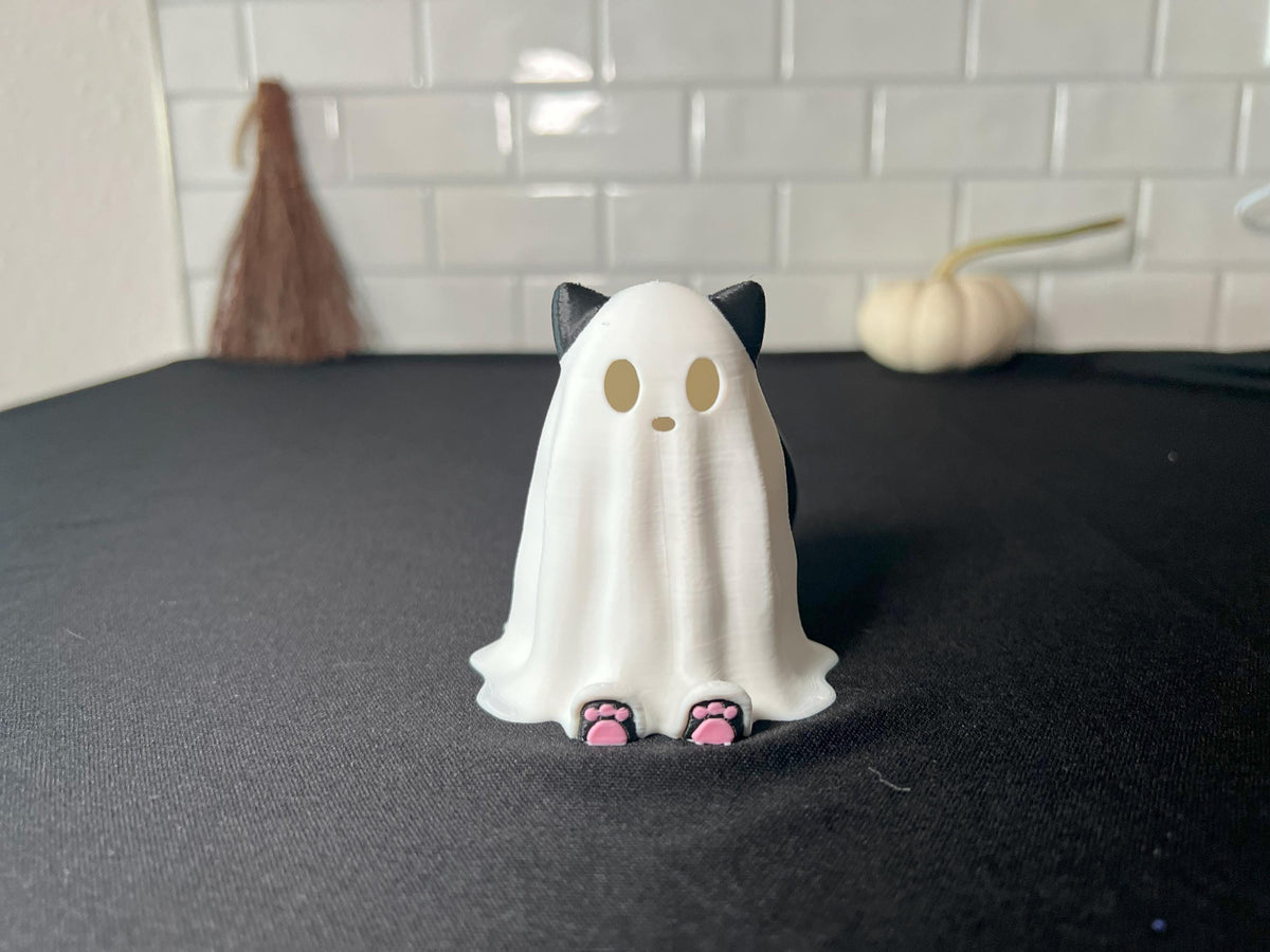 Glowing Ghost Cat Tea Light | Cute Halloween Cat Decoration & Gift