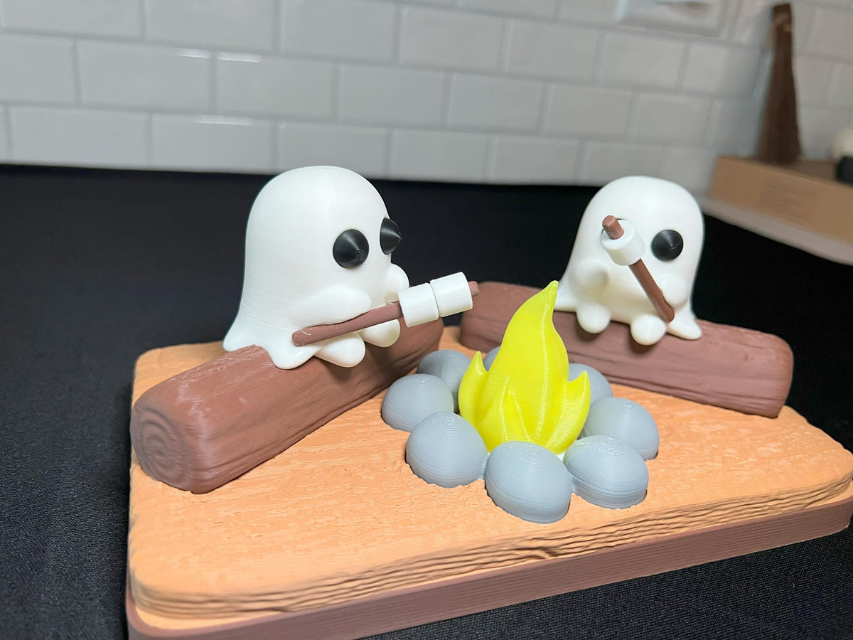 Spooky Cute Ghosts Roasting Marshmallows | Glow-in-the-Dark Campfire Decoration