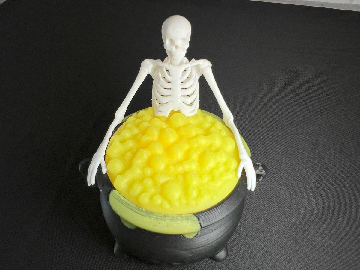 Glow in the Dark Skeleton Cauldron | 3D Printed Halloween Tea Light Holder