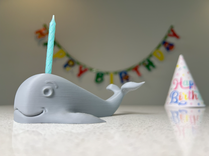 Whale Cake Topper – Reusable Ocean Party Candle Holder, Perfect for Kids’ Birthdays