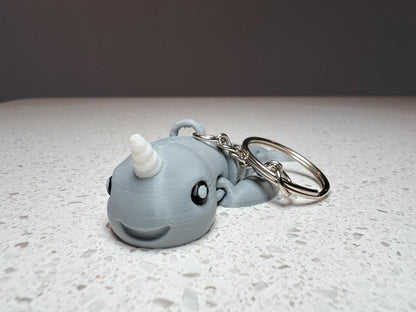 Articulated Orca & Narwhal Keychain Set: Fidget Toy Keyring