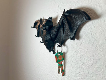 Gothic Bat Key Holder: Halloween Wall Organizer with 6 Hooks