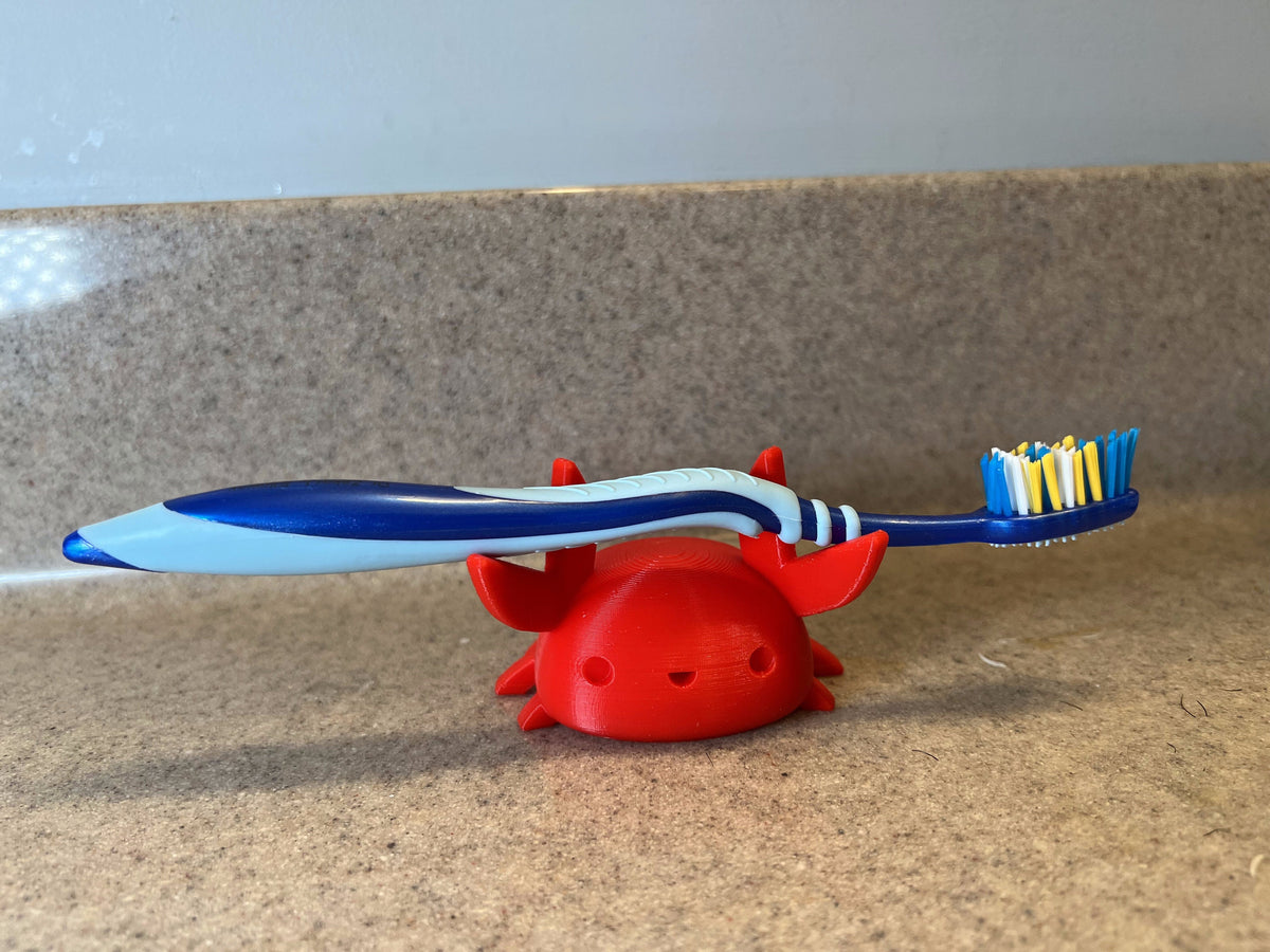 3D Printed Crab Toothbrush Holder - Adorable Bathroom Accessory - Ocean Themed Home Decor
