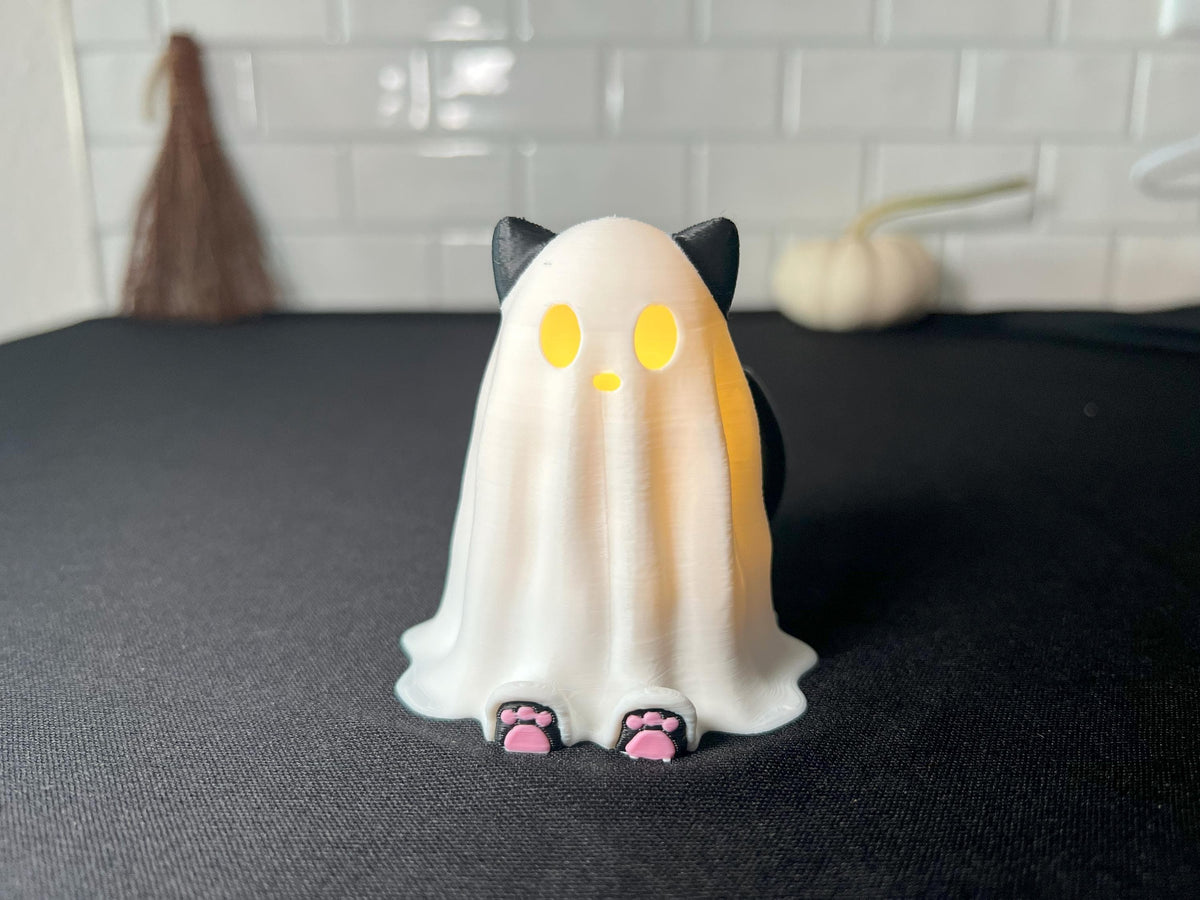 Glowing Ghost Cat Tea Light | Cute Halloween Cat Decoration & Gift