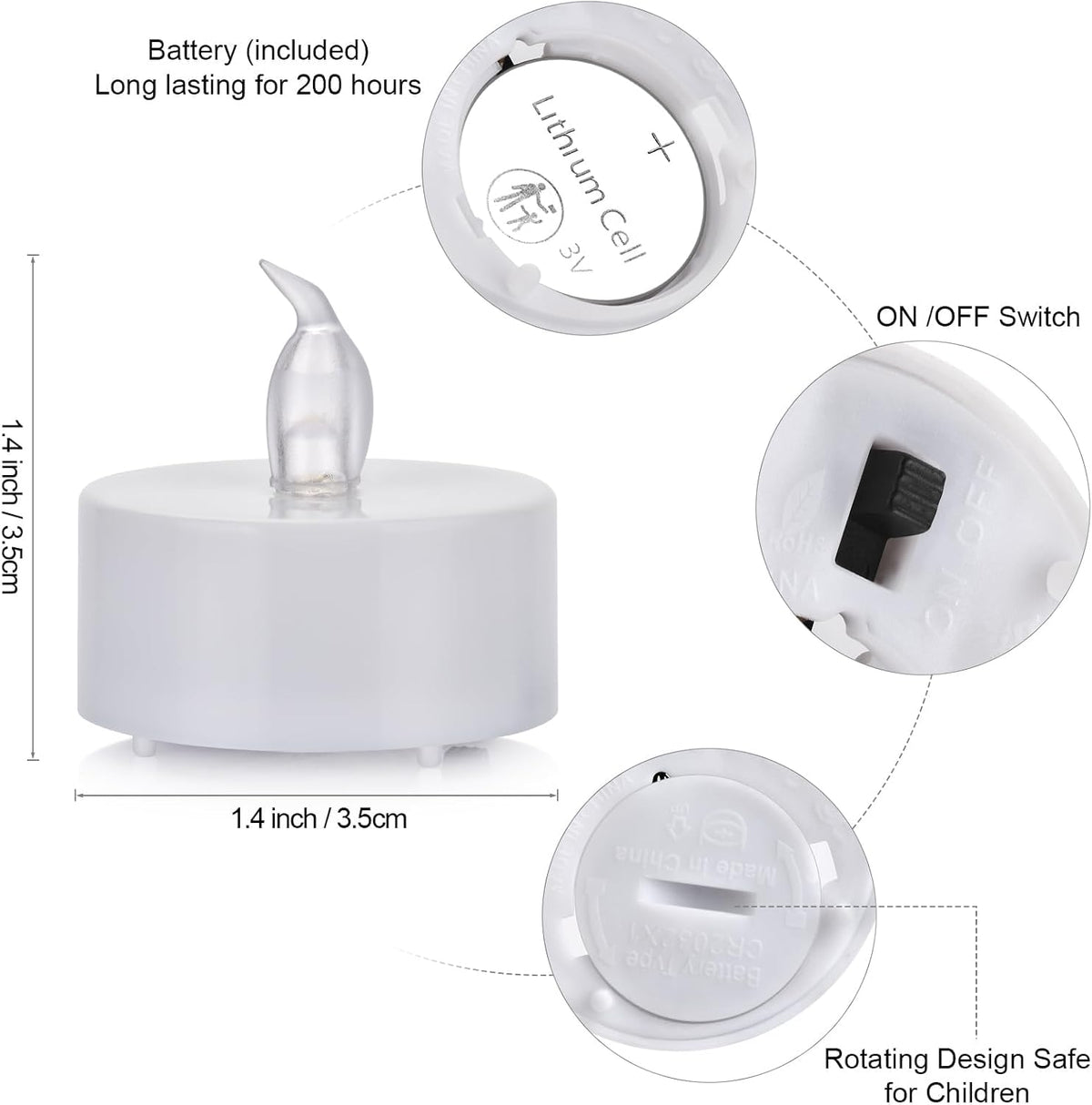 Battery Operated Flameless Flickering LED Tea Light Candle
