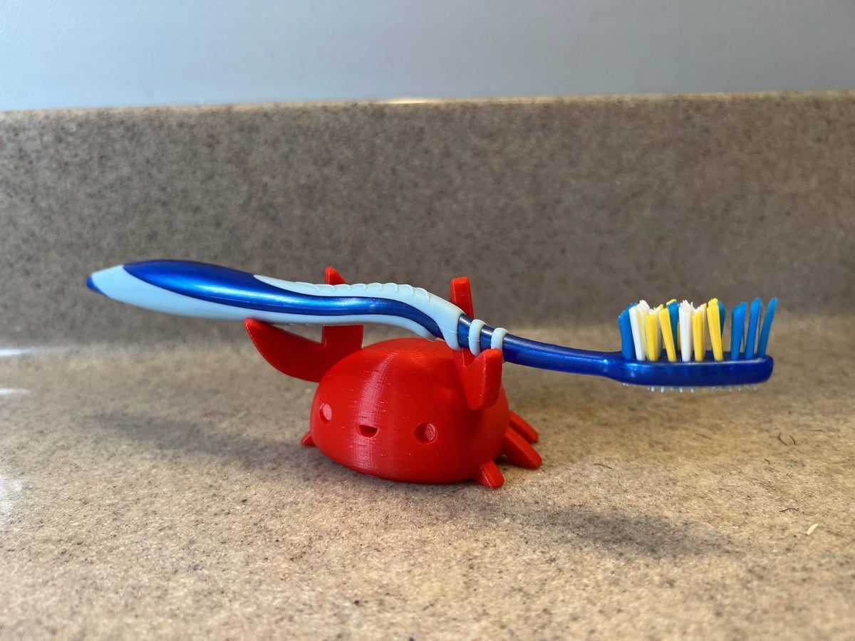3D Printed Crab Toothbrush Holder - Adorable Bathroom Accessory - Ocean Themed Home Decor