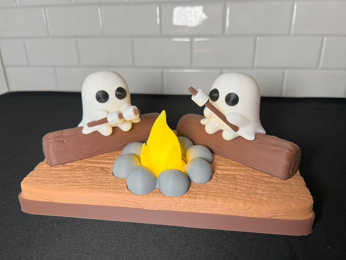 Spooky Cute Ghosts Roasting Marshmallows | Glow-in-the-Dark Campfire Decoration