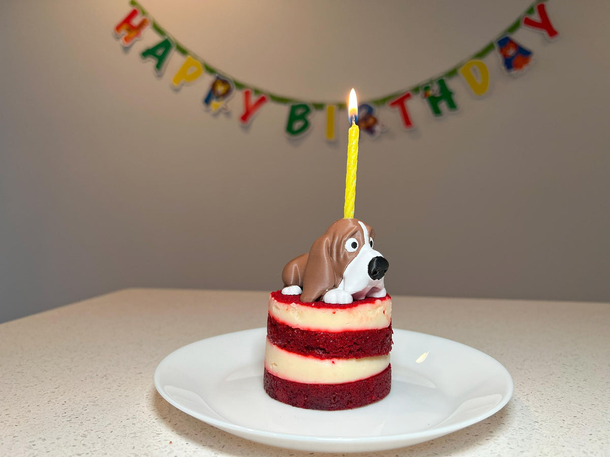 Basset Hound Cake Topper: Articulated Toy Candle Holder