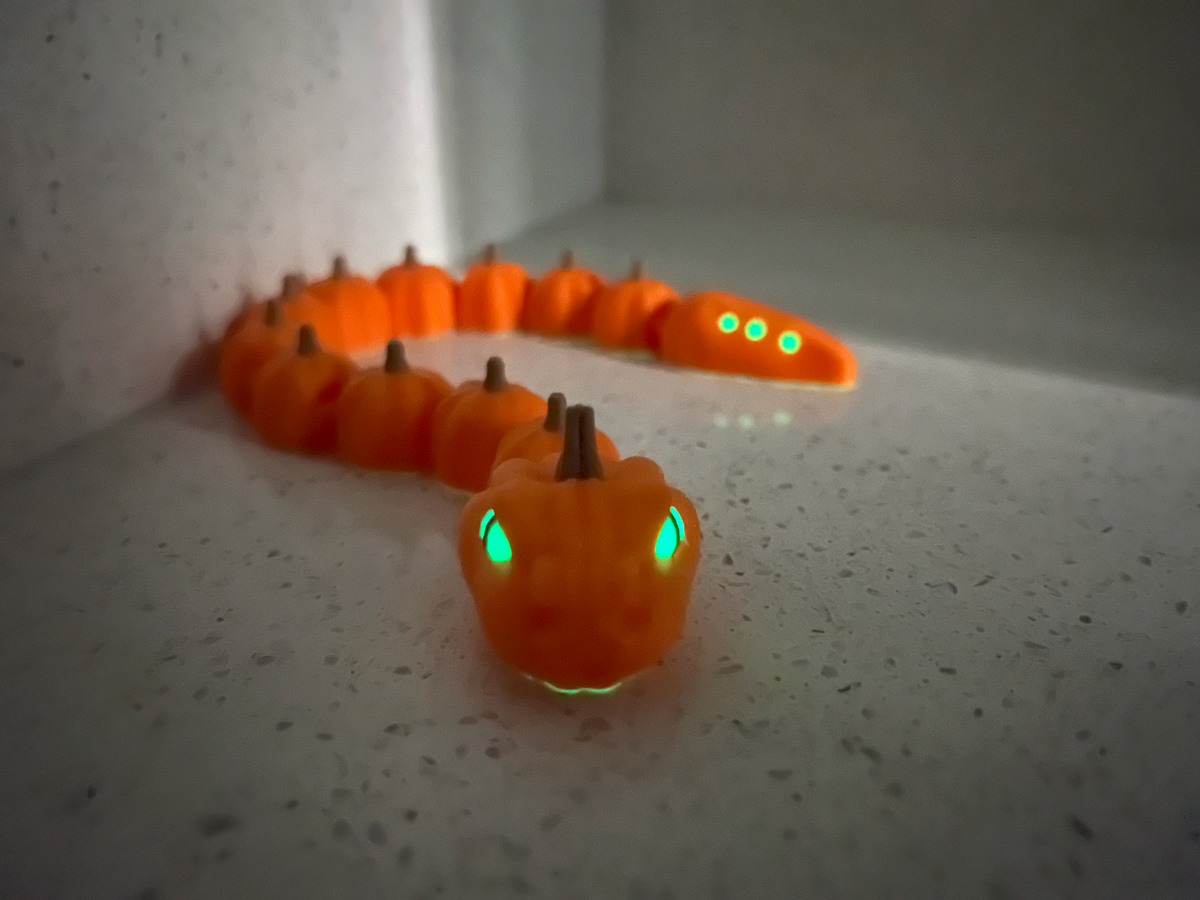 Flexible Pumpkin Snake | Unique Halloween Decoration & Glow Toy