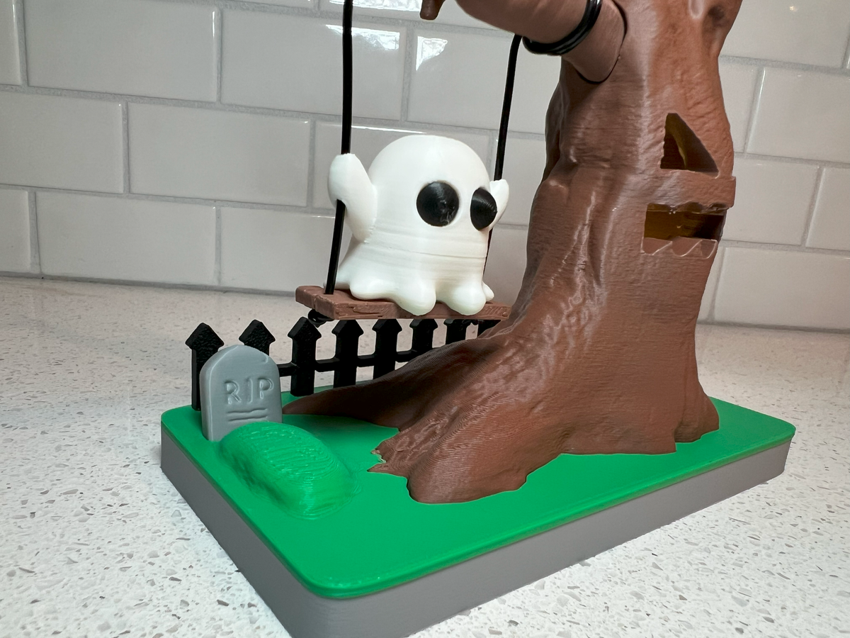 Ghost on Swing with Spooky Tree & Tea Light Halloween Décor