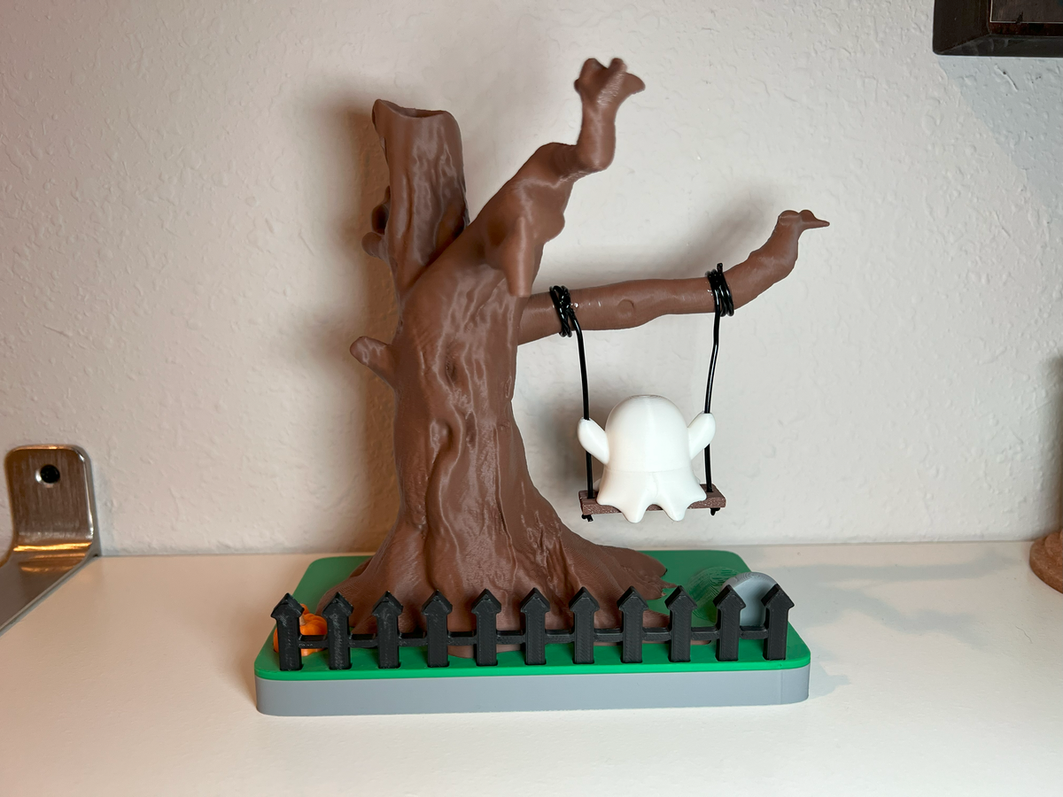 Ghost on Swing with Spooky Tree & Tea Light Halloween Décor
