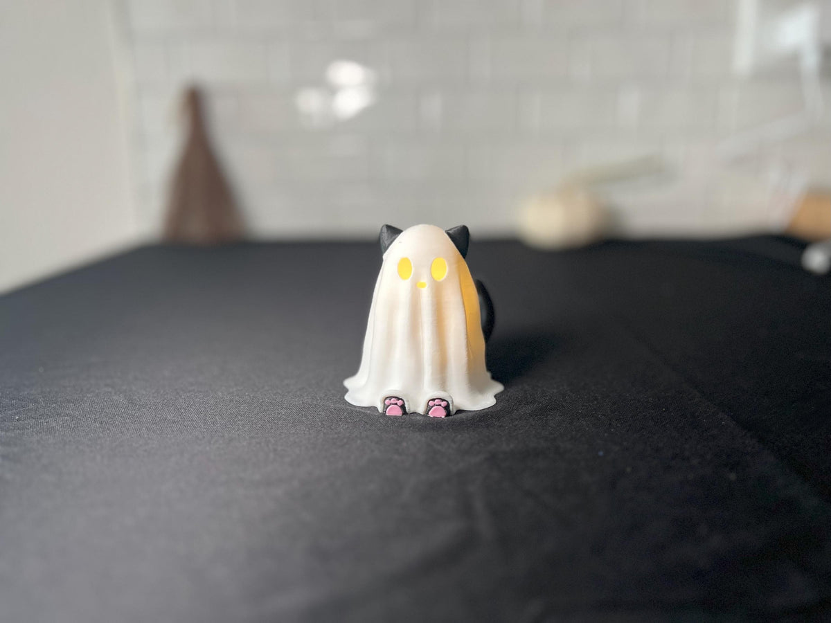 Glowing Ghost Cat Tea Light | Cute Halloween Cat Decoration & Gift