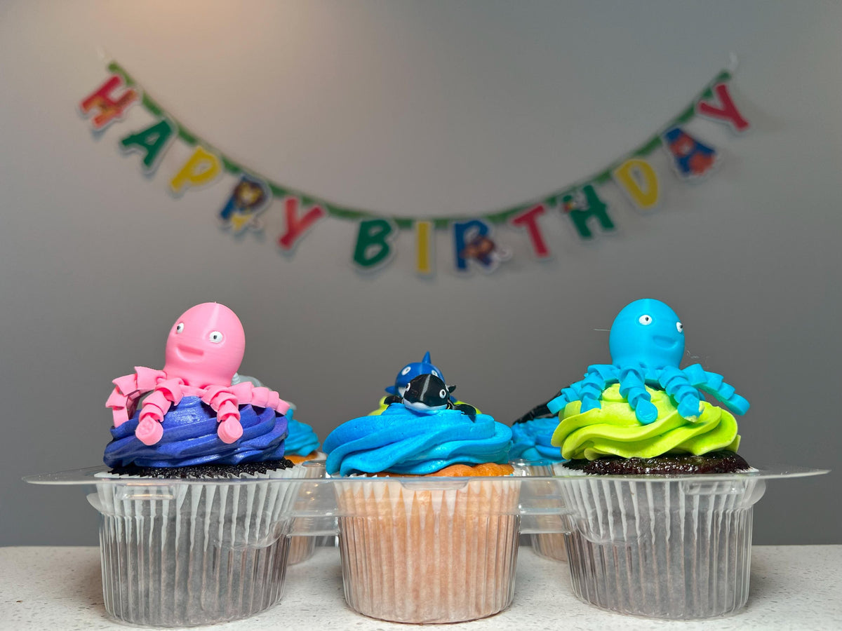 Set of 6 Sea Animal Toy Cupcake Toppers - Personalize Your Colors & Critters!