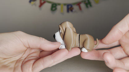 Basset Hound Cake Topper: Articulated Toy Candle Holder
